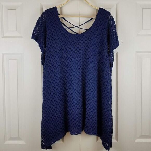 French Laundry Lace Criss Cross Blouse Top - Picture 1 of 8